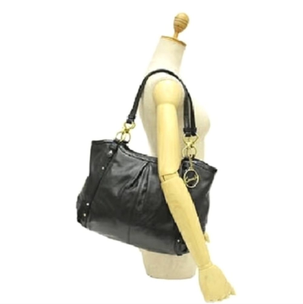 Coach F20812 Alexandra Black Leather Hobo Tote Bag Python Embossed - Picture 2 of 15